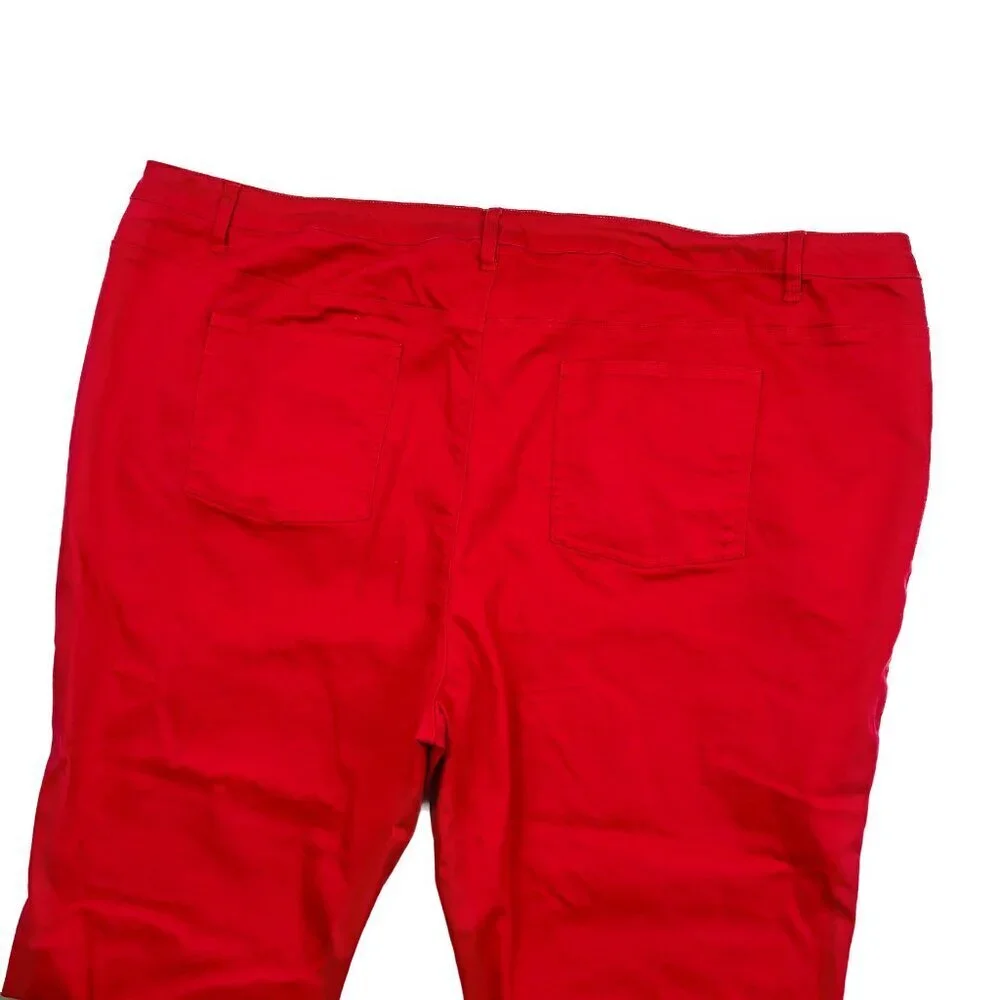 Woman Within Straight Leg Jeans Women 36W Red Denim Classic‎ High Rise